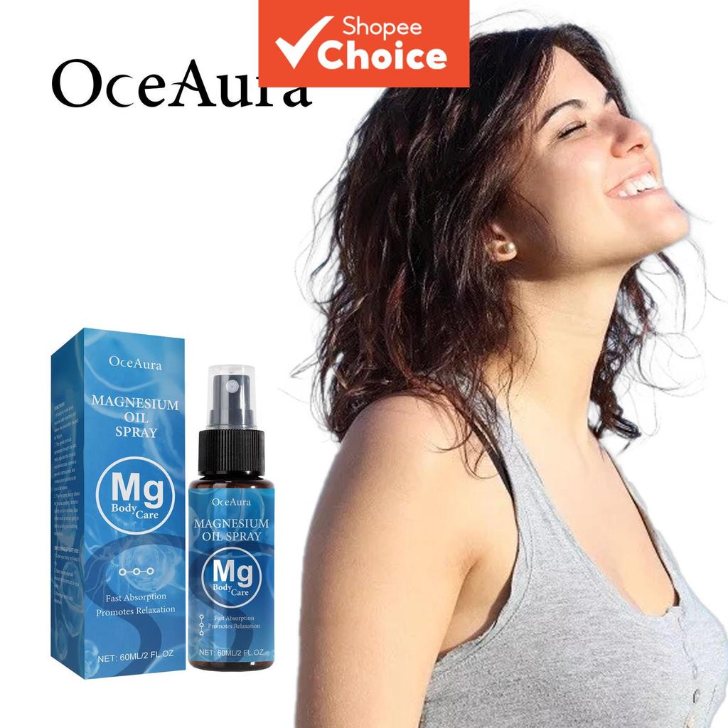 Óleo de Magnésio Puro Avançado 60 ml em Spray com Glicerina para Alívio Muscular e Relaxamento Diário – Névoa Tópica de