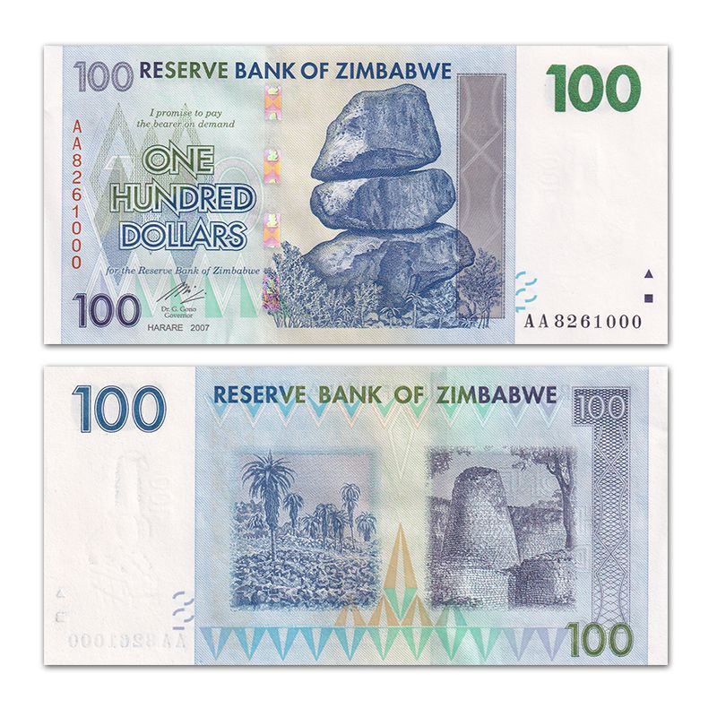 [No 47 Leopardo No. 000] África-Zimbabwe 100 Yuan 2007 Moedas Estrangeiras Notas P-6920260607