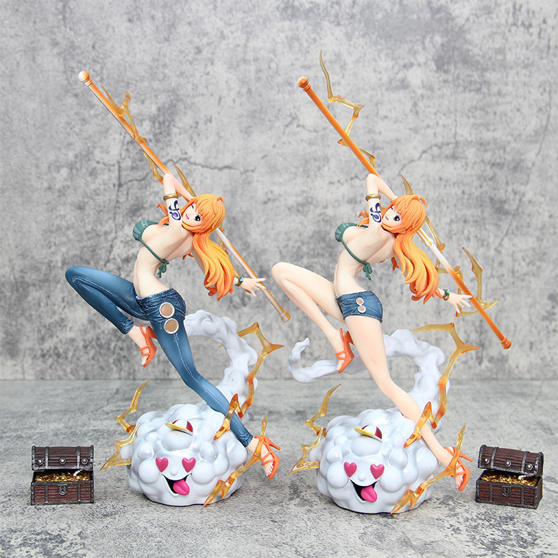 Figura de uma peça Shorts Nami Zeus tempo vara ressonância série ornamentos bidimensional Anime modelo de uma peça