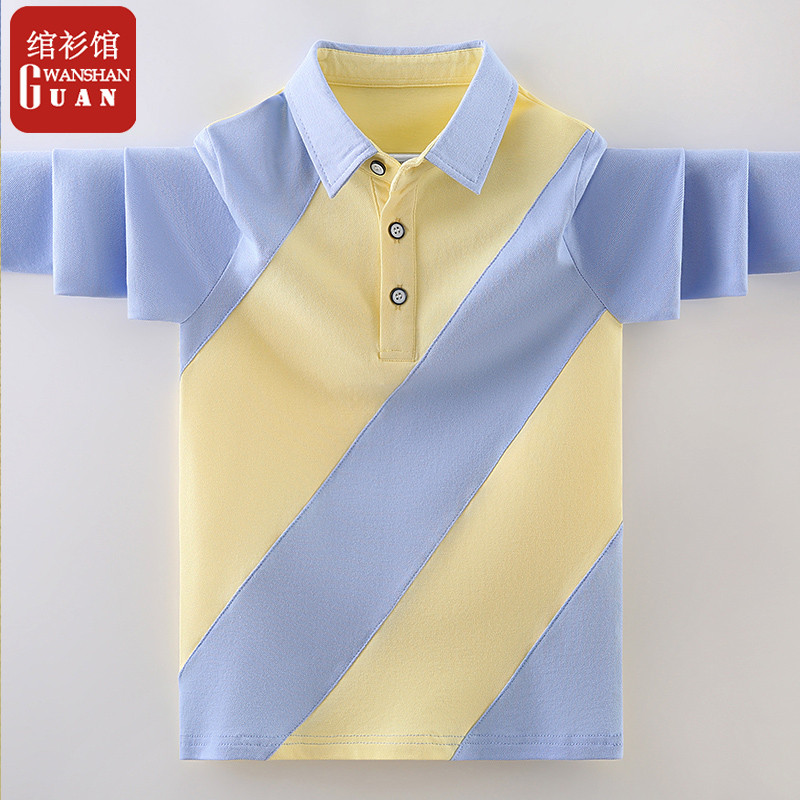 Camiseta para meninos de manga comprida roupas de primavera 2026 novo estilo lapela infantil estilo ocidental camisa POL