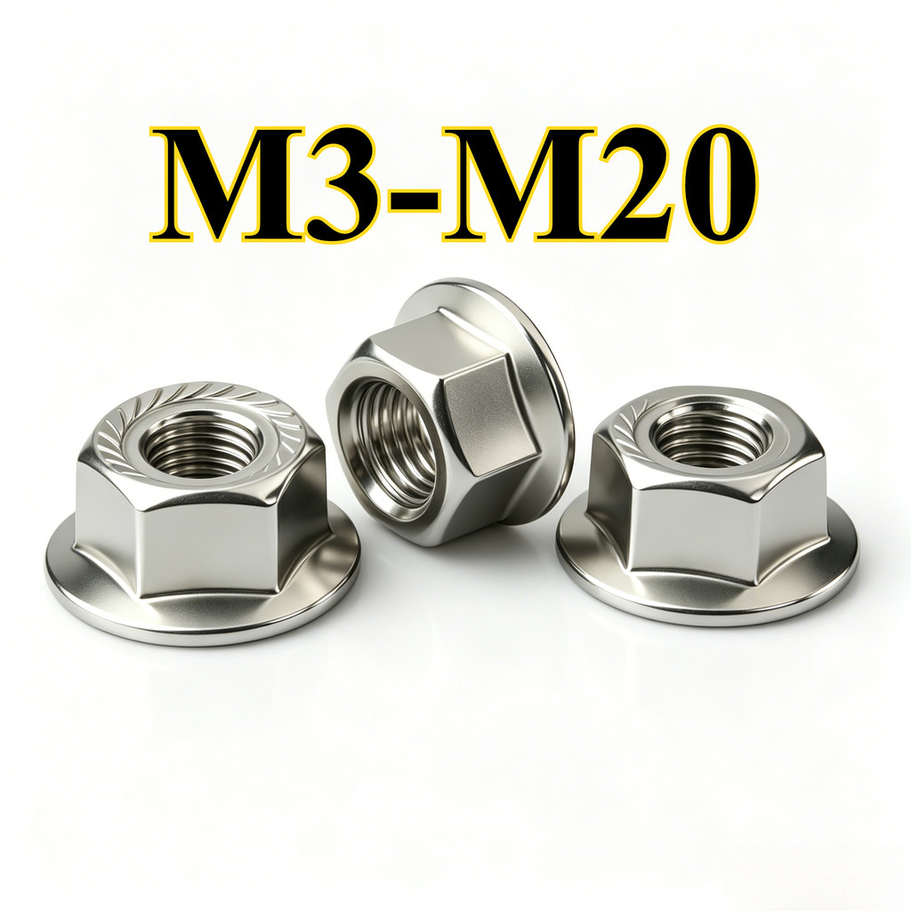 Porca de Flange hexagonal de aço inoxidável 304 (antiderrapante e afrouxamento com porca de almofada M3/M4/M5/M6/M8/M10/