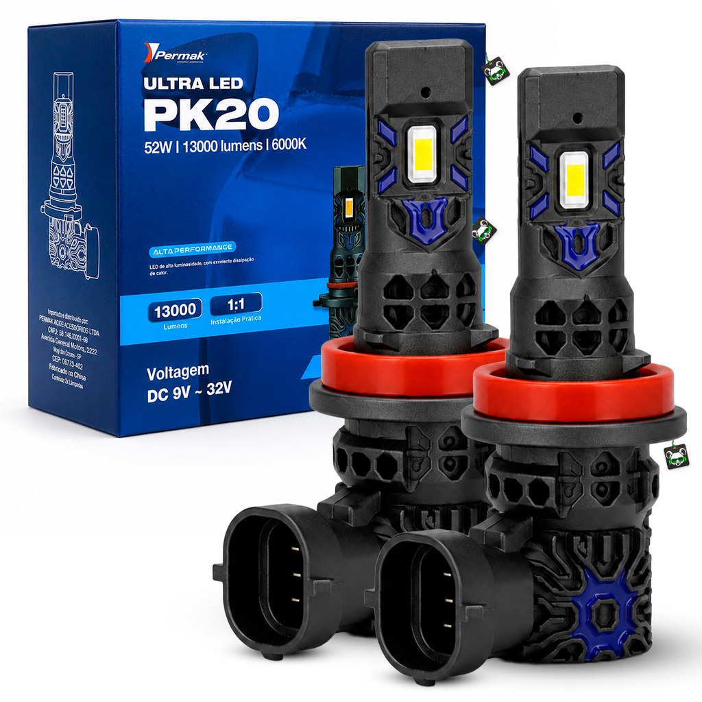 Par Lampada UltraLed Nano H8 / H9 / H11 / H16-2 52W 13000lm 6000K PK20 Permak