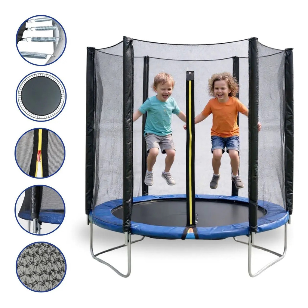 Cama Elástica Infantil Pula Pula Azul 180cm Rede de Proteção e Escada IWCE006 Importway