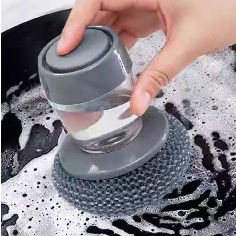 Escova Lava Louças com Dispenser de Detergente Esponja Aço Inox Limpeza de Panela Fogão Cozinha