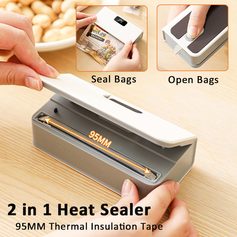 2 Em 1 Selador De Saco Plástico Mini Máquina De Selagem Térmico Recarregável Portátil Embalagem De Alimentos Sacos Térmi