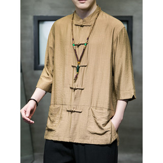 Estilo chinês gelo seda meia manga camisa masculina Hanfu verão Drape camisa de manga curta solta tamanho grande abotoad