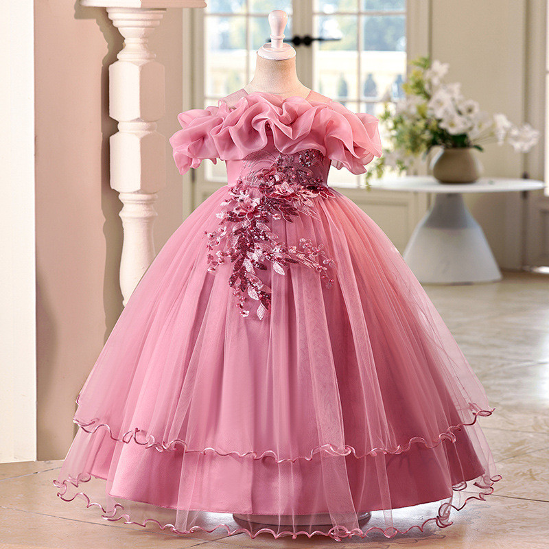 Vestido Princesa Infantil Ombro a Ombro – Vestido de Festa Luxo para Casamento e Aniversário