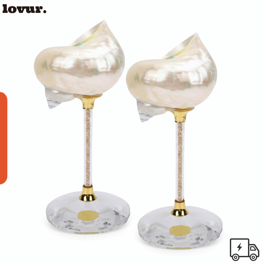 Copo De Vinho LOVUR Conch Shell , Taça Branca De Concha Polida , Coquetel Com Alça Oca De Base De Cristal