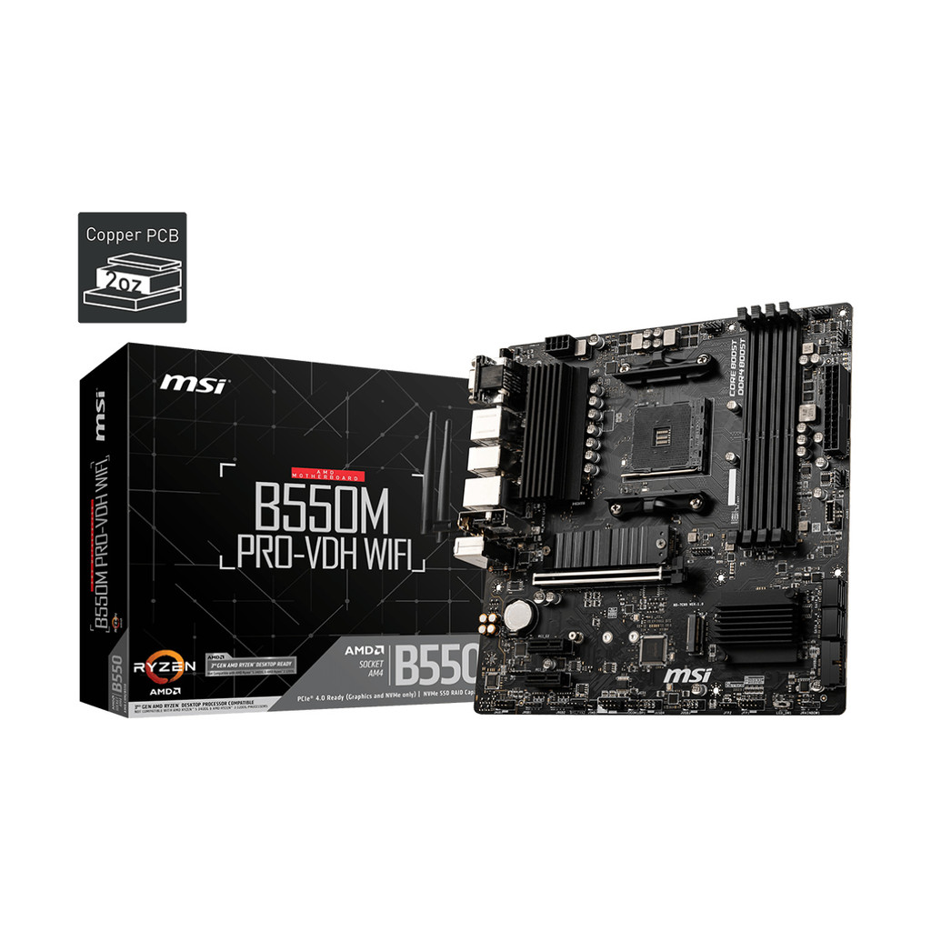 Placa Mãe MSI B550M PRO-VDH WIFI, DDR4, Socket AMD AM4, mATX, Chipset B550, MSIB550MPROVDHW