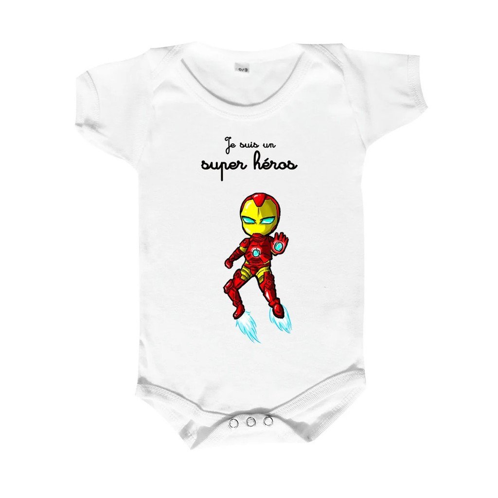 Body de bebê personalizado com humor, body de bebê super-herói ironbaby, fanart do Homem de Ferro, presente de nasciment