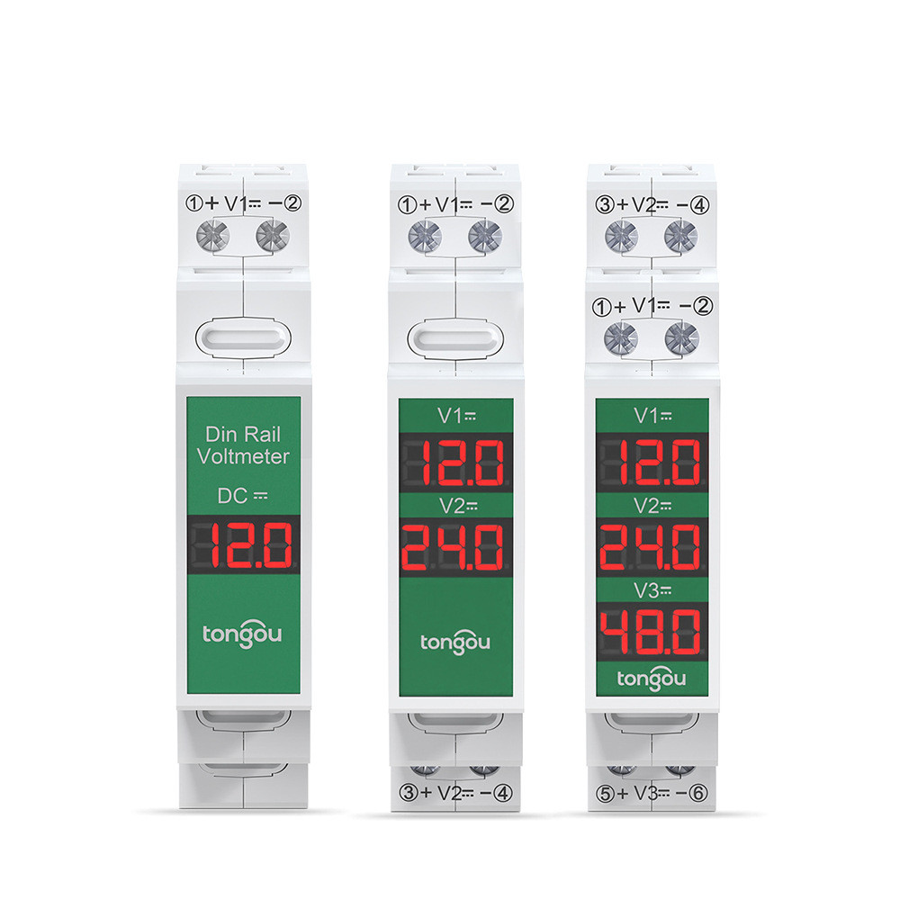 Medidor De Tensão DC 1/2/3 Circuito DC11V-310V Voltímetro Inteligente LED Display Digital Instrumento Guia Montado