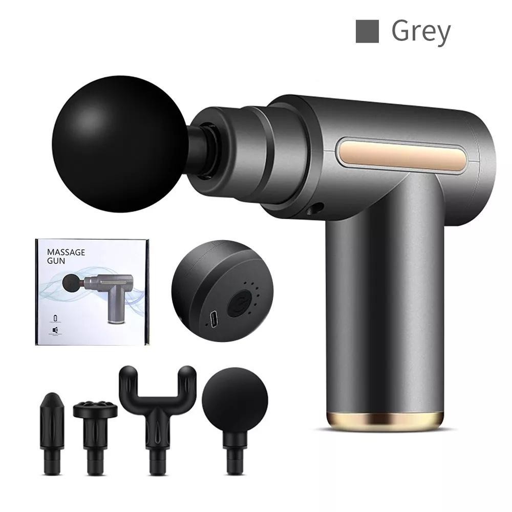 Pistola De Massagem Muscular Profunda 6 Velocidades – Alívio Da Dor, Portátil USB-C Com 4 Ponteiras