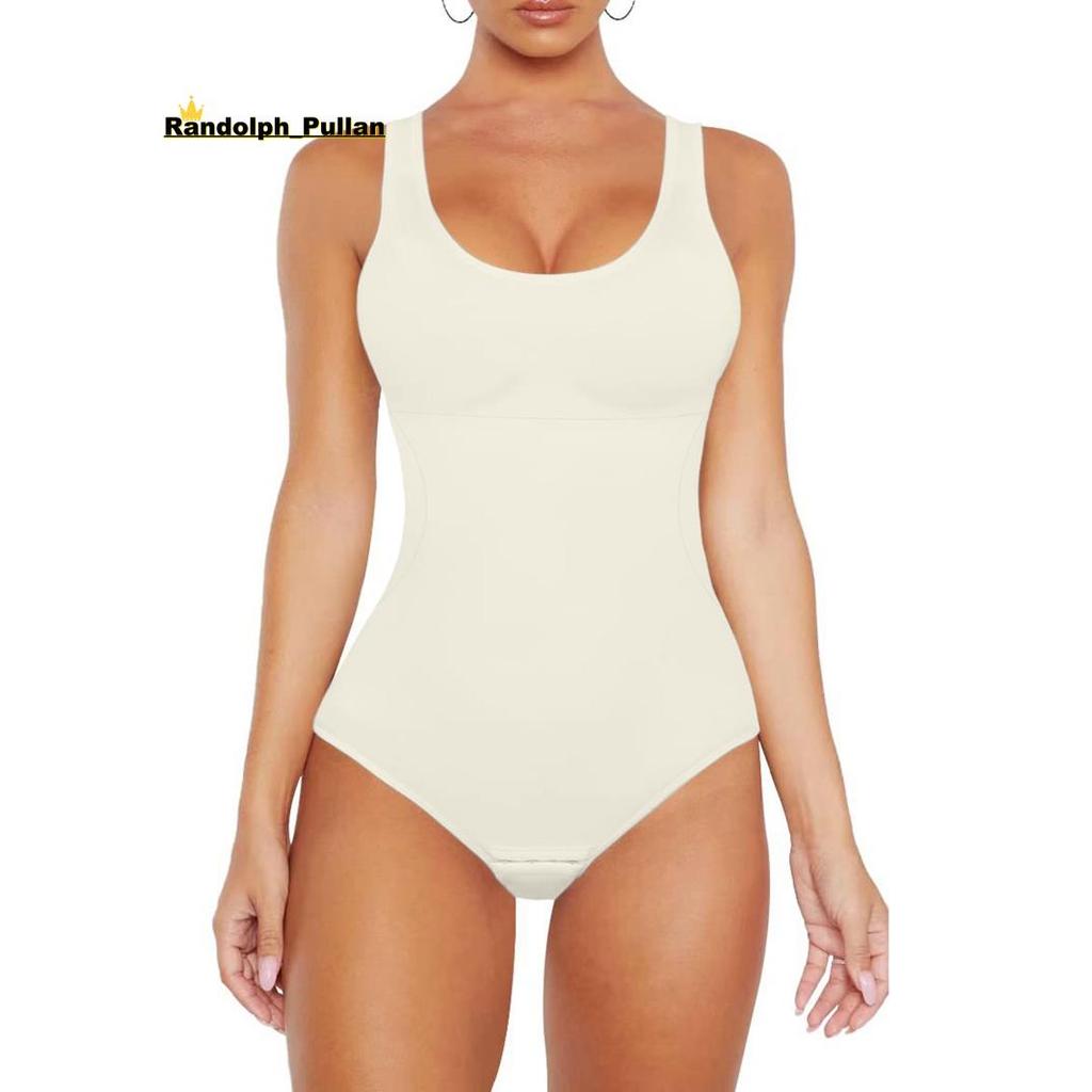[Concessional H] Body Regata Para Mulheres Com Controle De Barriga Slim Fit Sem Mangas Terno Corporal Gola Redonda Creme