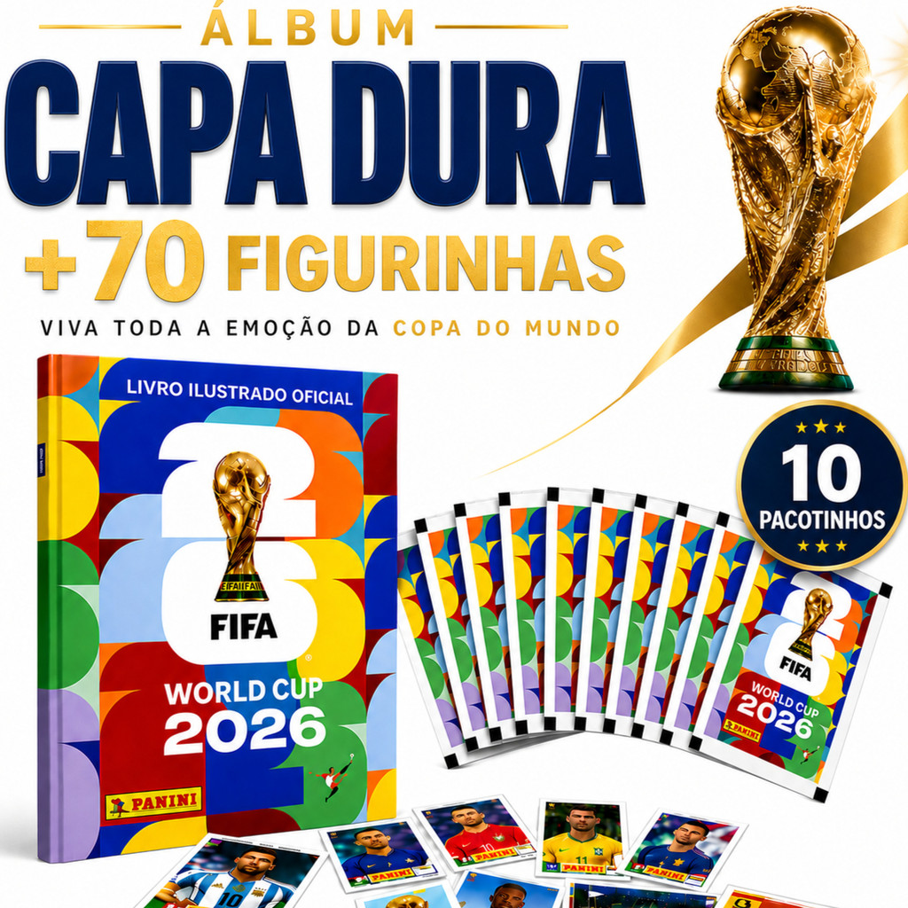 Álbum Capa Dura Copa Do Mundo 2026 + 70 Figurinhas Oficial Panini PRONTA ENTREGA