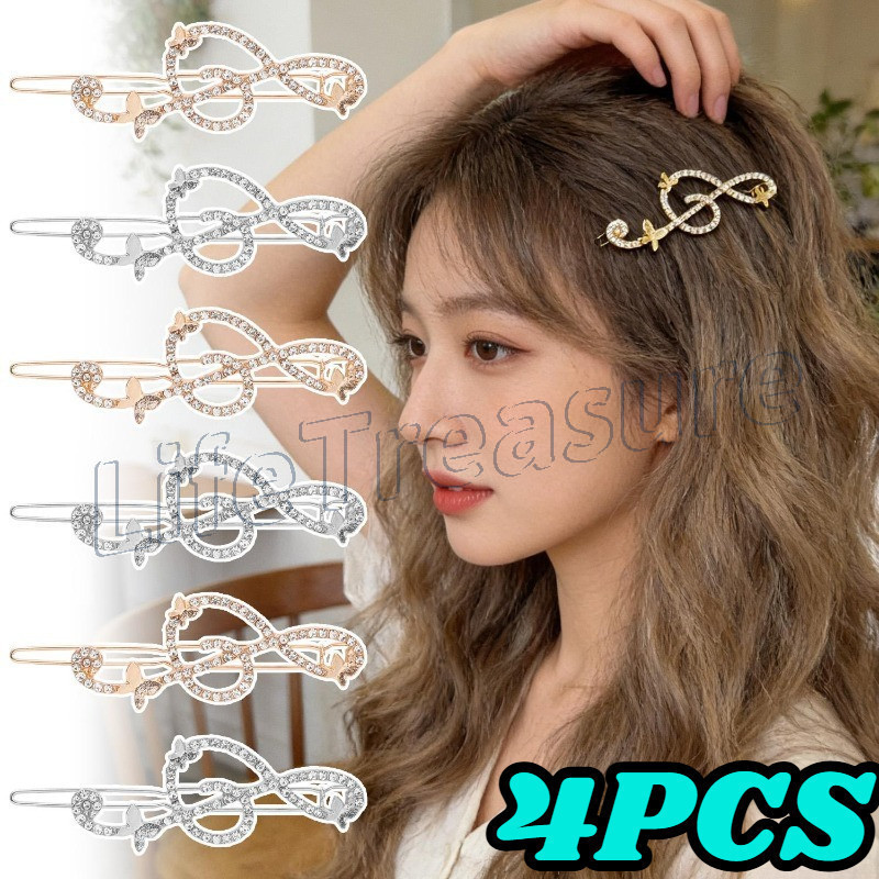 1-4 Unidades De Grampos De Cabelo Com Notas Musicais De Strass-Acessórios-Para Mulheres E Meninas Roupas De Festa-Clipe 