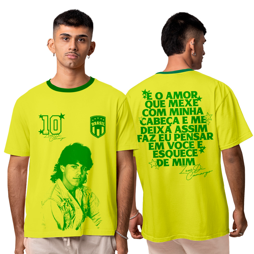 Camiseta Algodão Unissex Zezé Di Camargo Copa do Mundo Brasil Core 2026 FC T-Shirt Camisa 