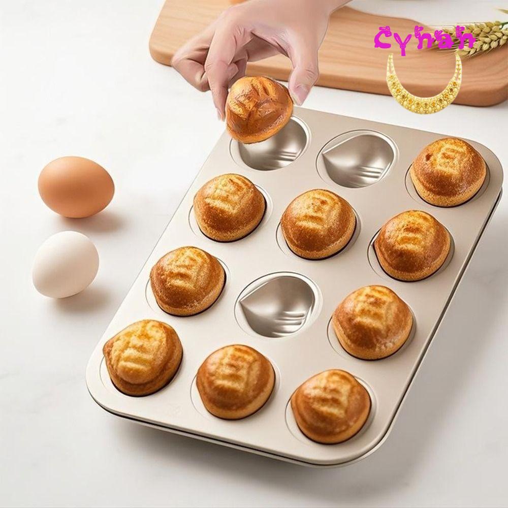 Molde De Bolo CYNAN , Moldes De Muffins De Aço Carbono Com 6/9/12 Cavidades , Sobremesa Em Forma De Castanha Revestiment