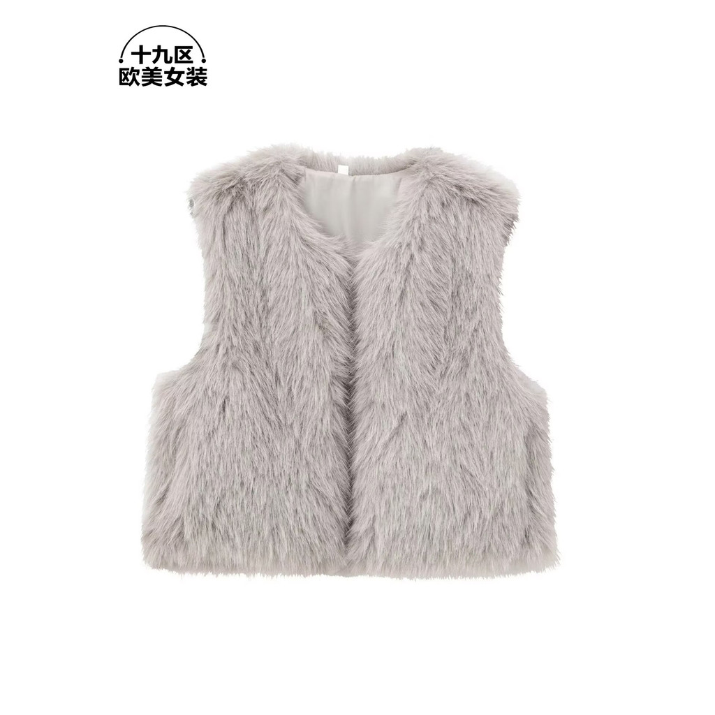 Área 19 roupas femininas europeias americanas 2025 novo estilo colete de pele sintética sem mangas colete de pele jaquet