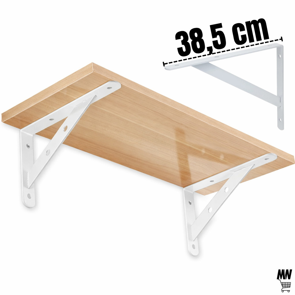 Kit 2 a 12 Suportes Mão Francesa Branca 38,5cm Canto Tábua Cantoneira Reforçada Branco Fertak