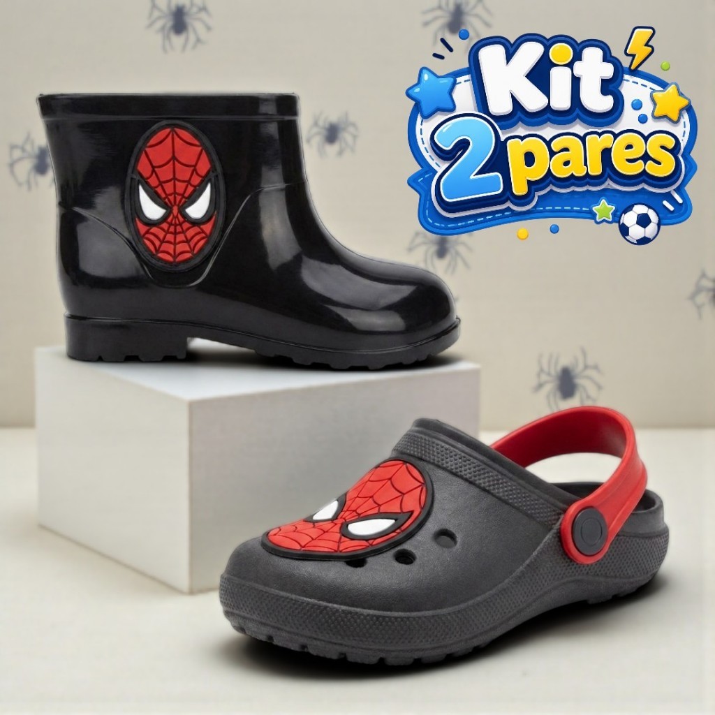 Kit 2 Pares Infantil Menino Galocha e Babuche Leve e Divertido