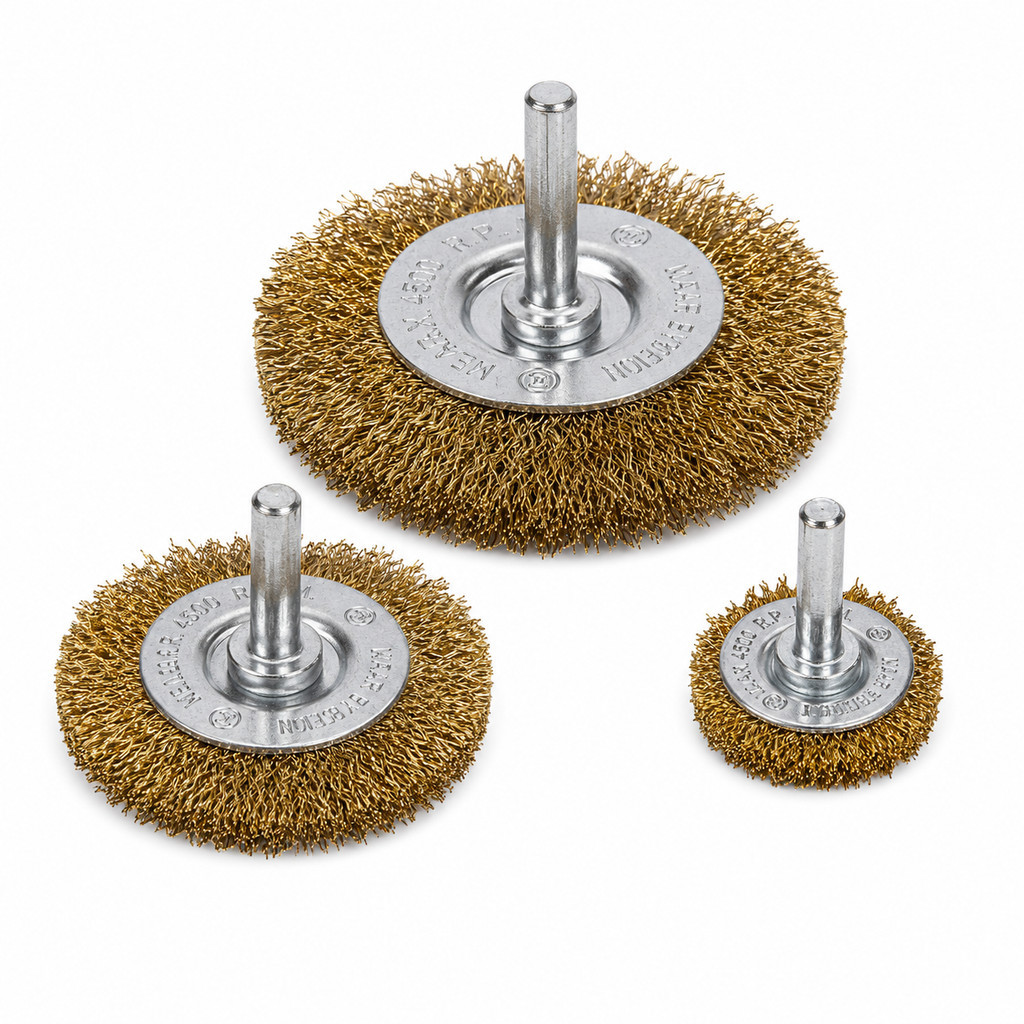 Kit Escova De Aço Circular Com Haste 3 peças Circular Aço Carbono 4500 RPM