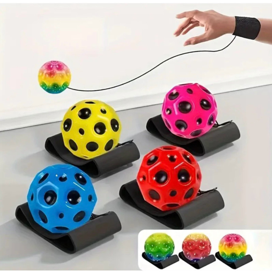 Kit 6 SUPER Bola BOLINHA LUNAR Espacial De Borracha Formato Lunar saltitante