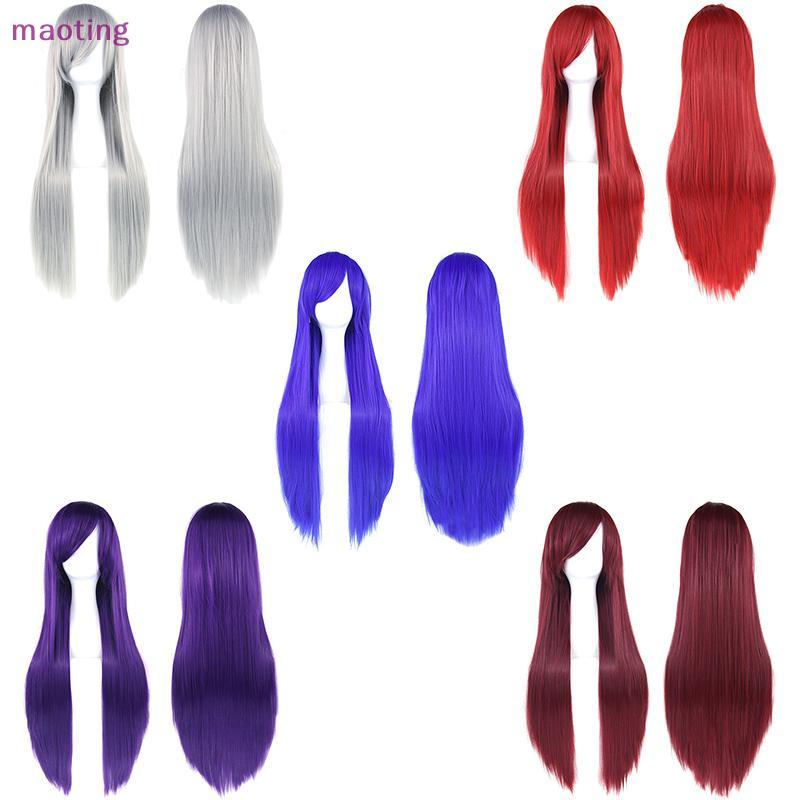 [maoting] Perucas Sintéticas Universais Coloridas Longas E Retas Para Cosplay Naturais De 80 Cm Extensões De Cabelo Loli