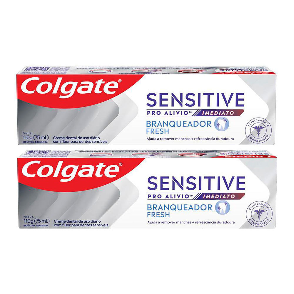 Kit 2 Creme Dental Colgate Sensitive Pro Alívio Imediato Branqueador Fresh 110g