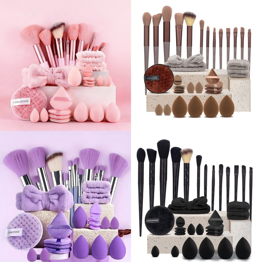 [Conjunto de ferramentas de beleza] Conjunto de ferramentas de beleza de 33 peças | Pincel de maquiagem + ovo de beleza 