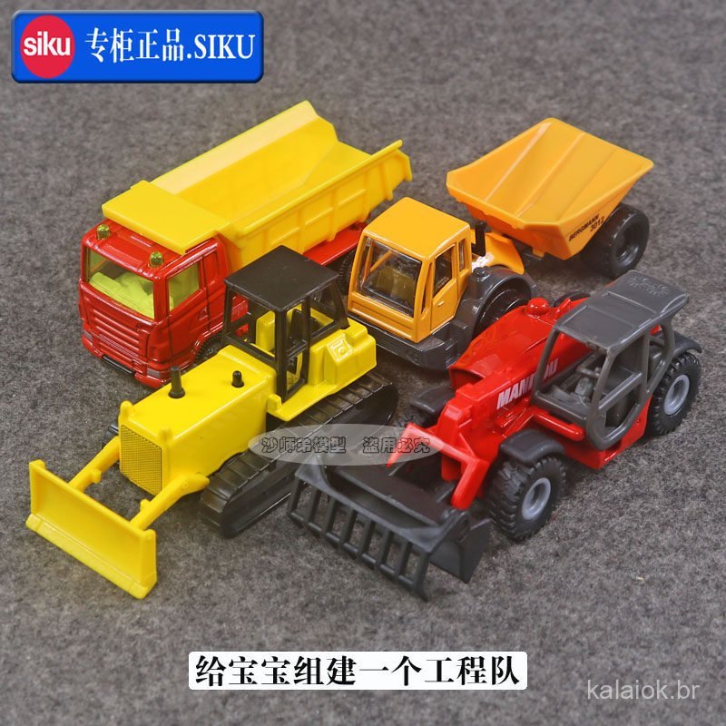 Brinquedo de modelo de veículo em liga SIKU alemã: veículo de construção, rolo compactador, empilhadeira, escavadeira, g