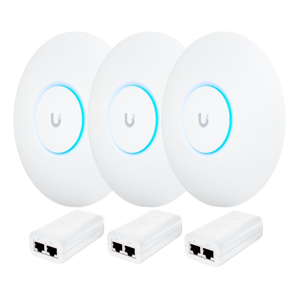 Access Point Ubiquiti Unifi U6+ Plus + Fonte Poe Kit Com 3unid.