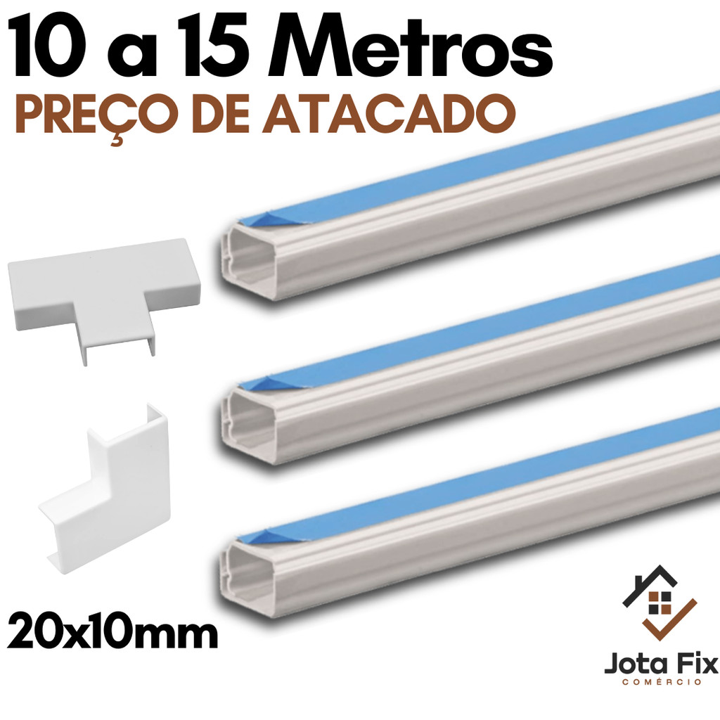 Canaleta para Fio Organizadora de Cabo 10 a 15 Metro Canaleta Adesiva Esconde Fio Conector Emenda