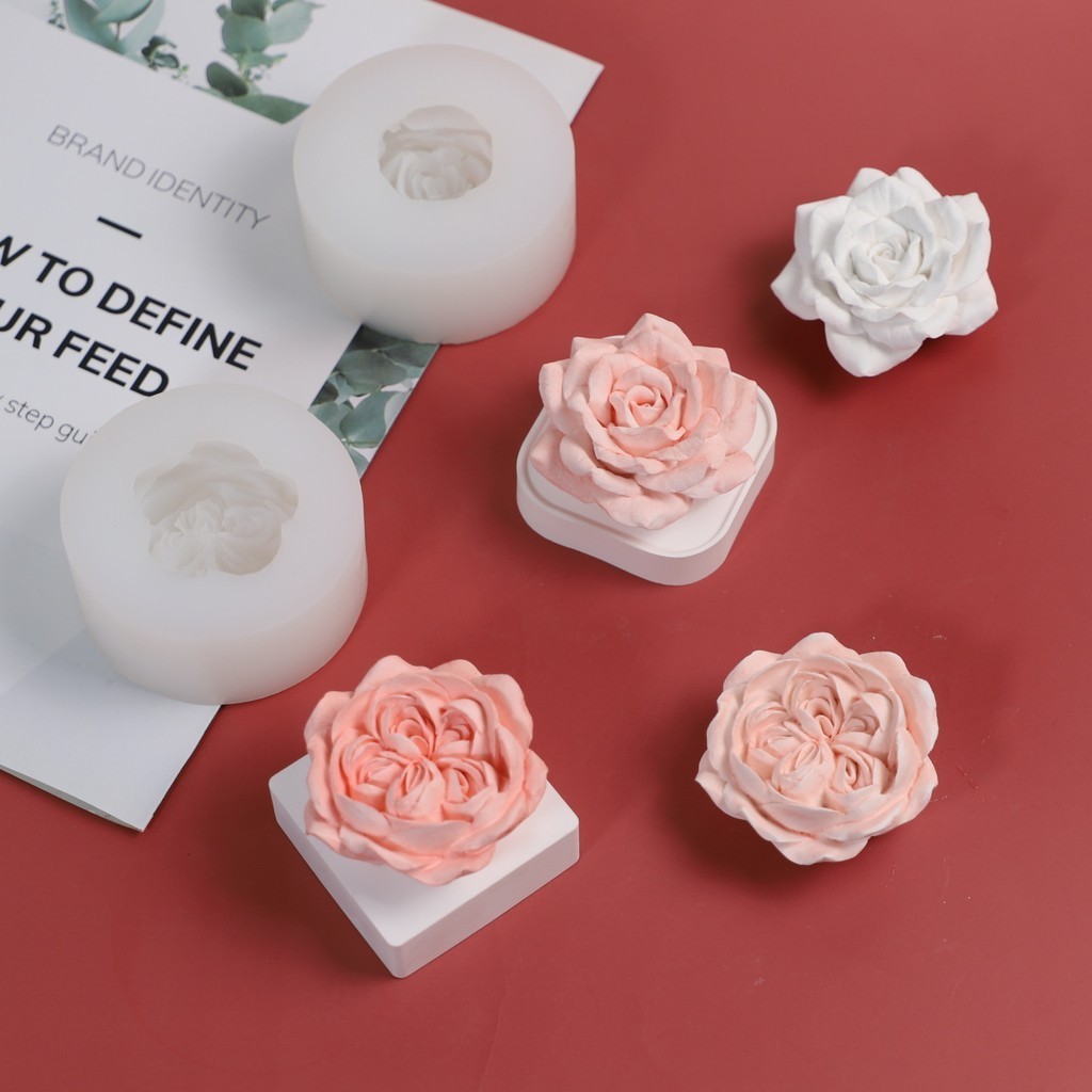 Difusão Gesso Aroma Vela Presente Conjunto Ins Decoração De Casa Austin Rosa Molde De Silicone