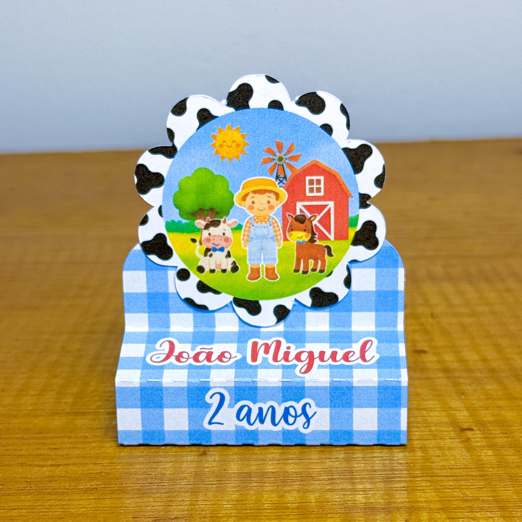 Porta Bis Duplo tema FAZENDINHA MENINO Personalizado Para Lembrancinha Festa Infantil pegue e monte