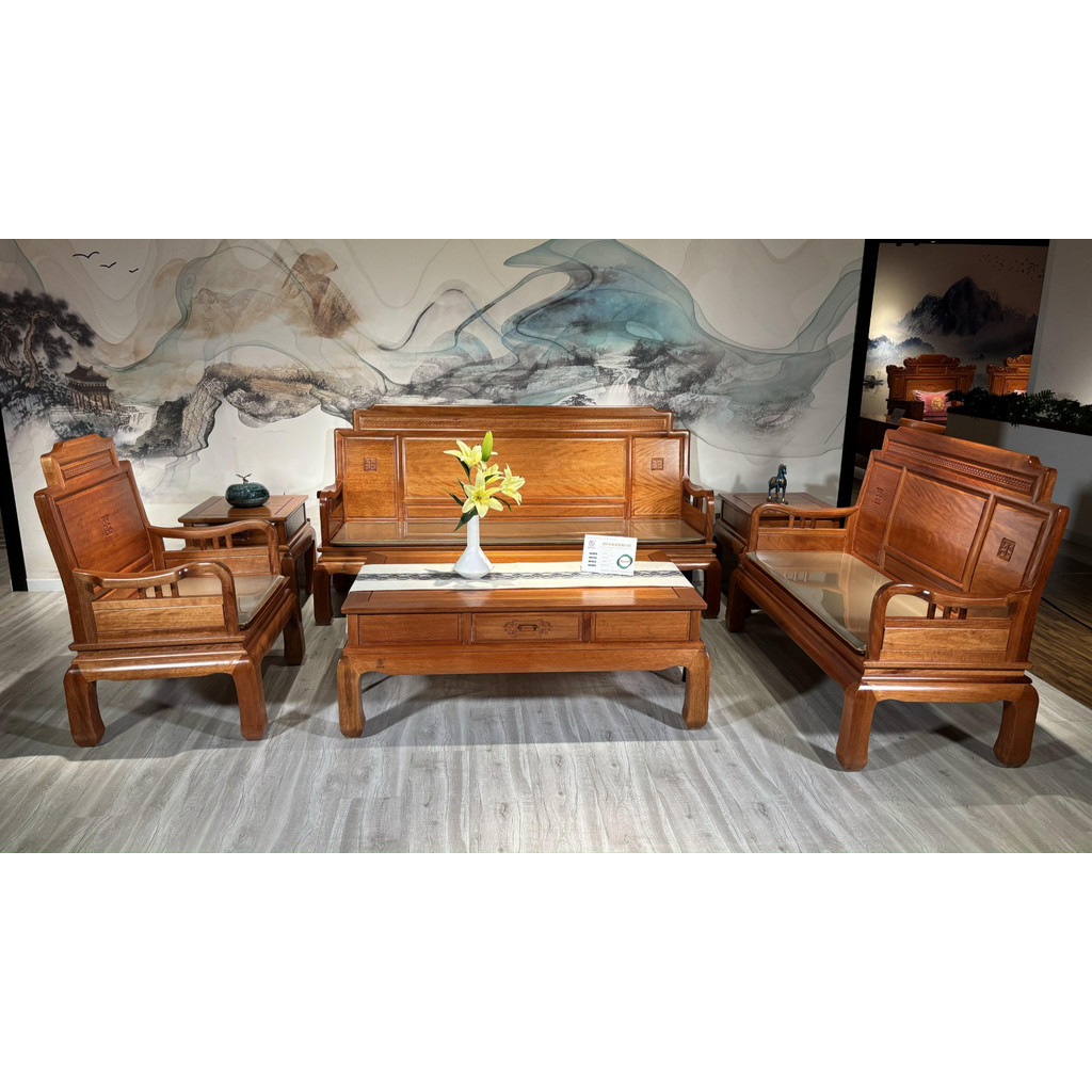 Sofá de madeira maciça jacarandá dourado mogno tronco antigo novo estilo chinês pequeno médio apartamento sala estar móv