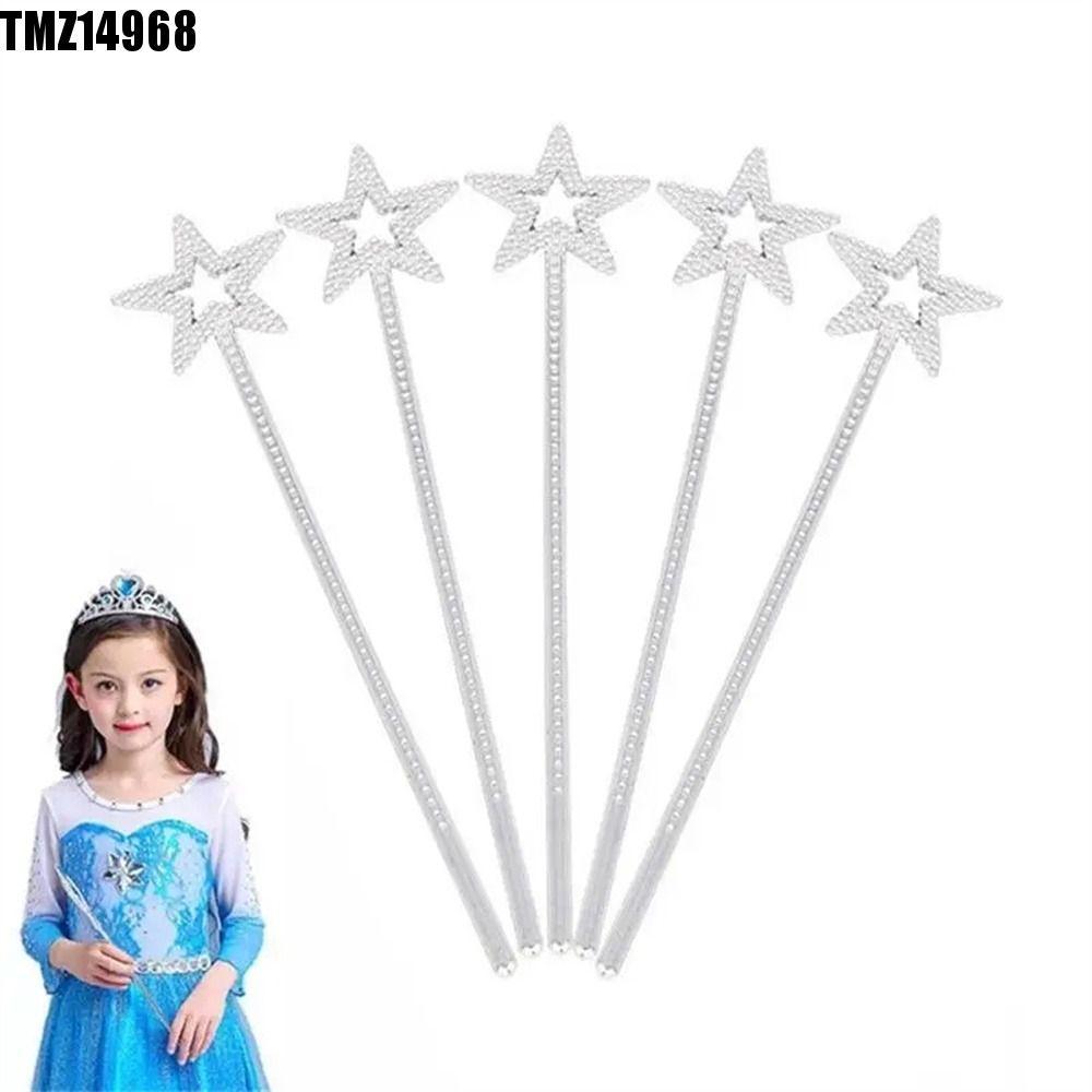Varinha De Fada TMZ14968 , Bastões De Princesa Estrela De Cinco Pontas Em Prata Dourada , Festival De Plástico De 13 Pol