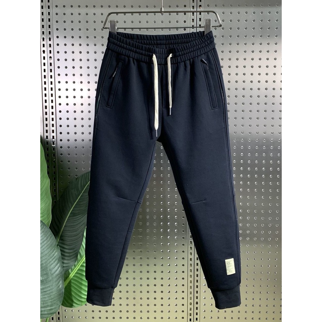 Primavera outono moletom esportivo masculino outono inverno estilo forro de lã na moda fino ajuste tornozelo comprimento