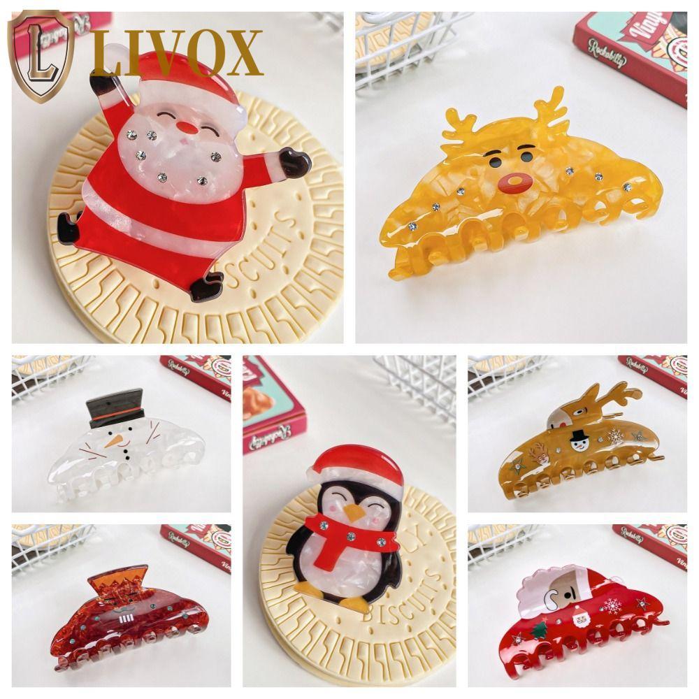 LIVOX Garra De Cabelo De Alce De Natal , Clipe De Tubarão De Papai Noel De Pinguim De Veado , Suporte De Rabo De Cavalo