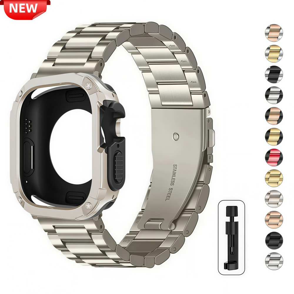 Metal Pulseira De Aço Inoxidável+2 Em 1 Bumper Capa Kit Para Apple Watch 40mm 41