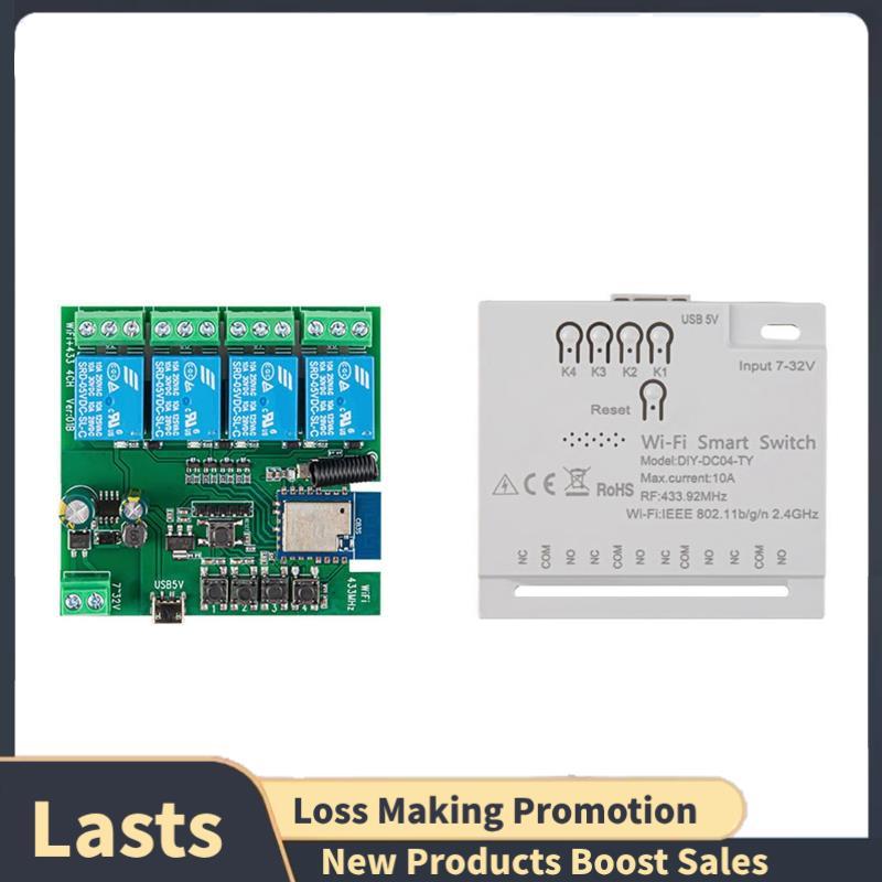 4CH Tuya WiFi Switch DIY Timer 7-32V 5V 2.4G Módulo De Automação Residencial Para IFTT Home