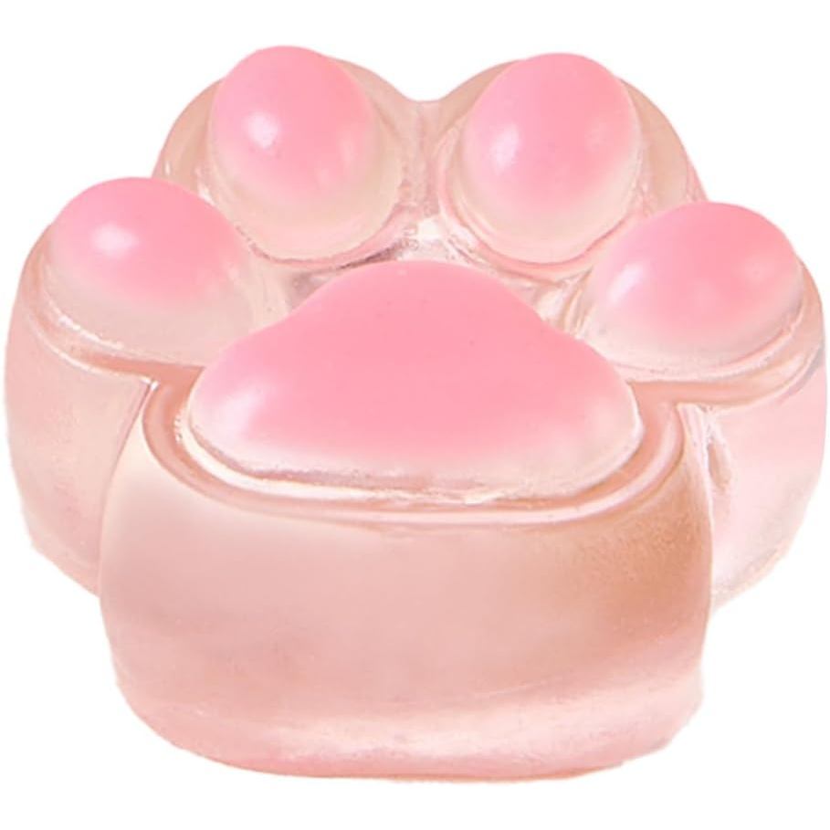 Cute Paw Taba Squishy for Adults – Stress Relief, Soft Silicone Squeeze for Women, Men, Adults (Transparent-Pink Paw)