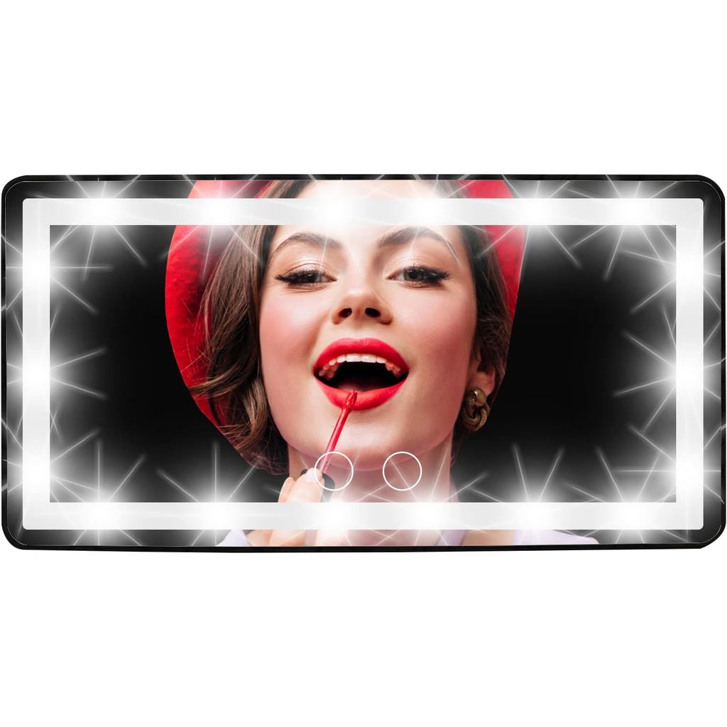 Espelho de Maquiagem para Visor de Carro - Espelho de Maquiagem com Luz LED Recarregável para Todos os Carros - Espelho