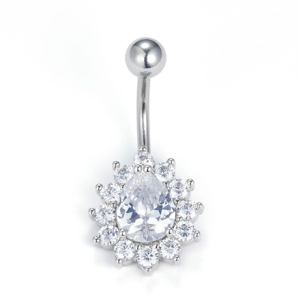 piercing umbigo bijuterias femininas ✰Moda europeia americana joias de punção de aço inoxidável zircão umbigo prego gota