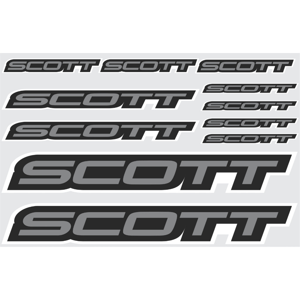 Kit com 11 Adesivos para Quadro de Bicicleta Compatível Scott Mountain Bike em Vinil Cinza Grafite