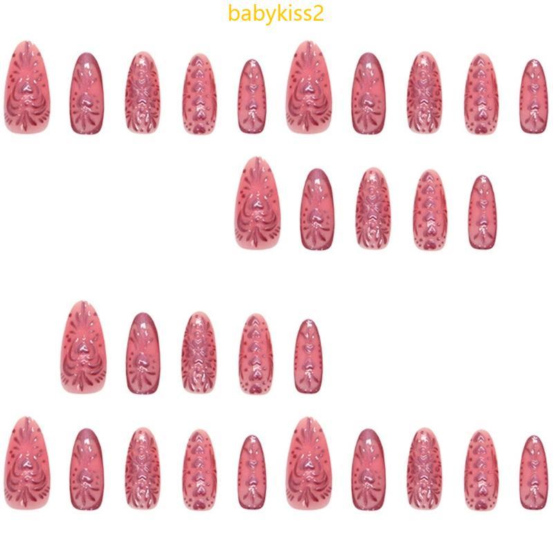 30 Peças Prensa Unhas Falsas Amêndoa Artificiais Colas Designs Coração Pontas Francesas Presentes