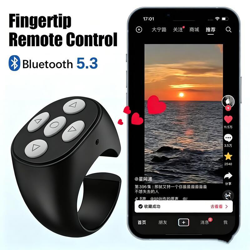 Fonken Scrolling Bluetooth 5.3 Obturador De Câmera Sem Fio Multi-Função Botão Selfie Display Digital Para Smartphones