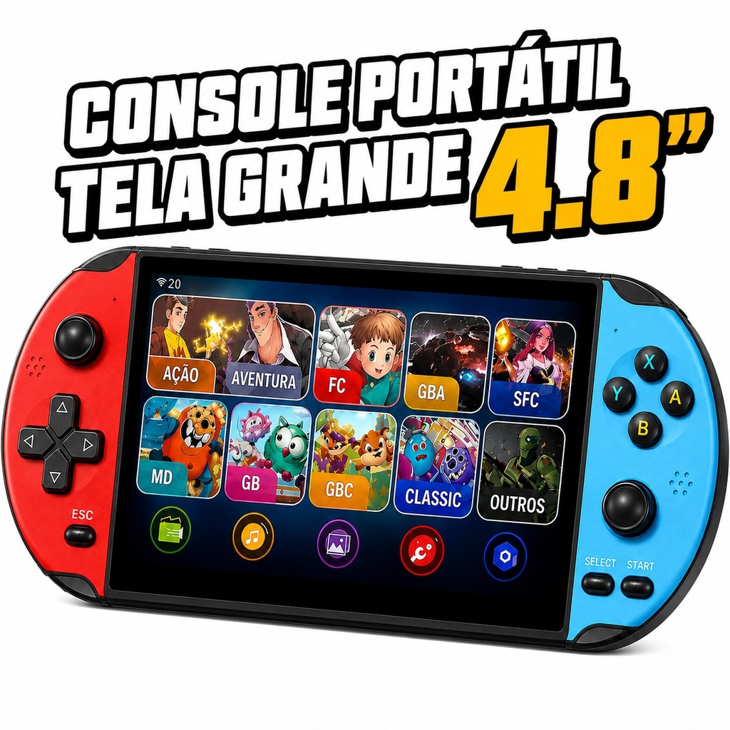 2026 Videogame Portatil 10000 Jogos Retro 16GB Console de Mão Memoria Expansivel Tela 4.8