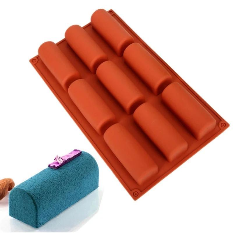 Molde De Silicone Com 9 Cavidades , Vara 3D , Meio Cilindro , Tira Longa , Forma De Chocolate , Trufa , Mousse , Bolo ,