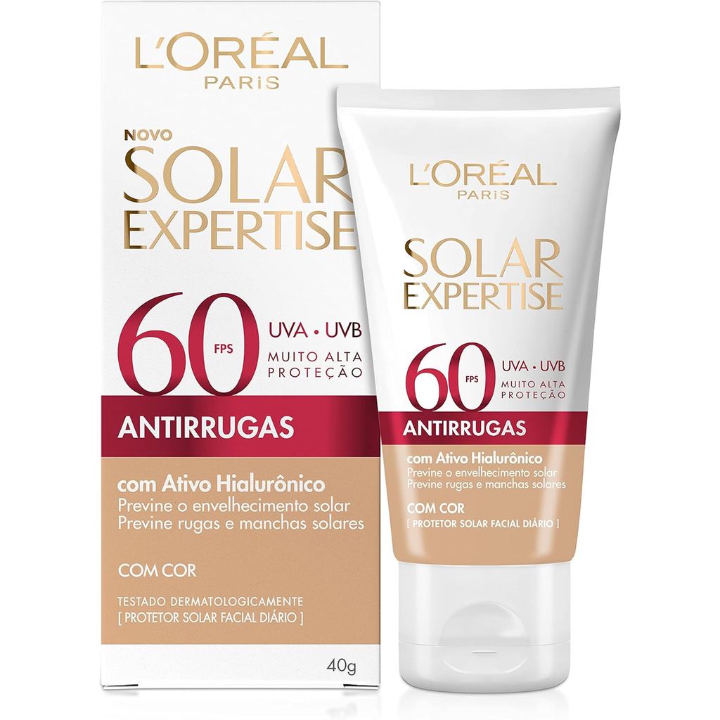 Protetor Solar Facial Loreal Paris Antirrugas FPS60 Cor 40G