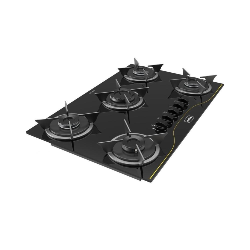 Cooktop a Gás Embutido Multimóveis CR225 5 Bocas Vidro Temperado Preto Bivolt